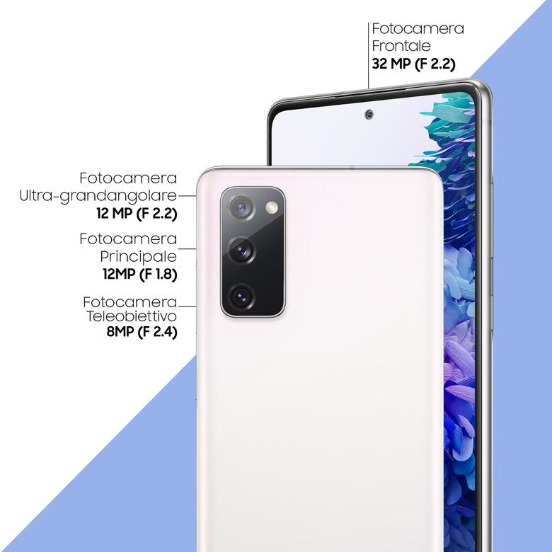 Samsung Galaxy S20 FE 4G, Processore Snapdragon 865, Display 6.5" Super AMOLED, 3 fotocamere posteriori, 128 GB Espandibili, RAM 6GB, Batteria 4.500mAh, Hybrid SIM, Cloud White