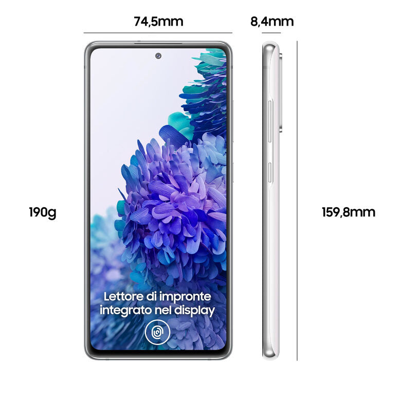 Samsung Galaxy S20 FE 4G, Processore Snapdragon 865, Display 6.5" Super AMOLED, 3 fotocamere posteriori, 128 GB Espandibili, RAM 6GB, Batteria 4.500mAh, Hybrid SIM, Cloud White