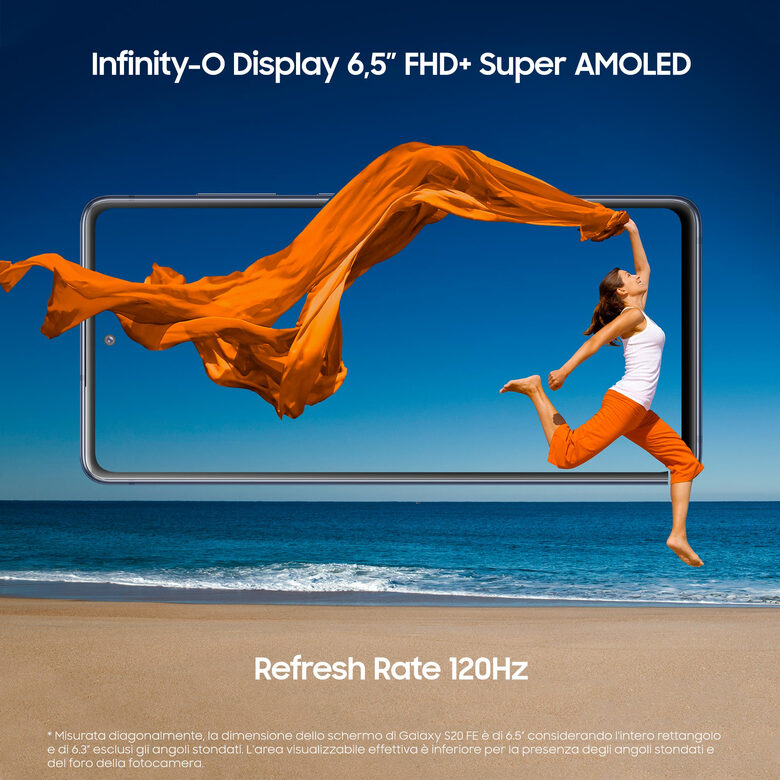 Samsung Galaxy S20 FE 4G, Processore Snapdragon 865, Display 6.5" Super AMOLED, 3 fotocamere posteriori, 128 GB Espandibili, RAM 6GB, Batteria 4.500mAh, Hybrid SIM, Cloud Navy