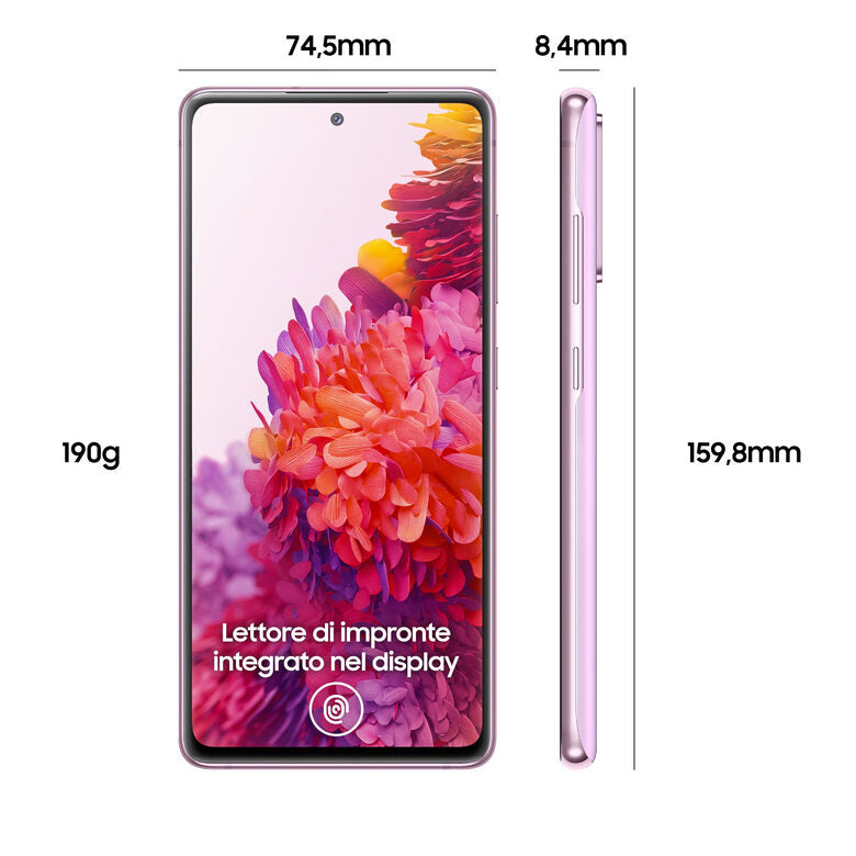 Samsung Galaxy S20 FE 4G, Processore Snapdragon 865, Display 6.5" Super AMOLED, 3 fotocamere posteriori, 128 GB Espandibili, RAM 6GB, Batteria 4.500mAh, Hybrid SIM, Cloud Lavender