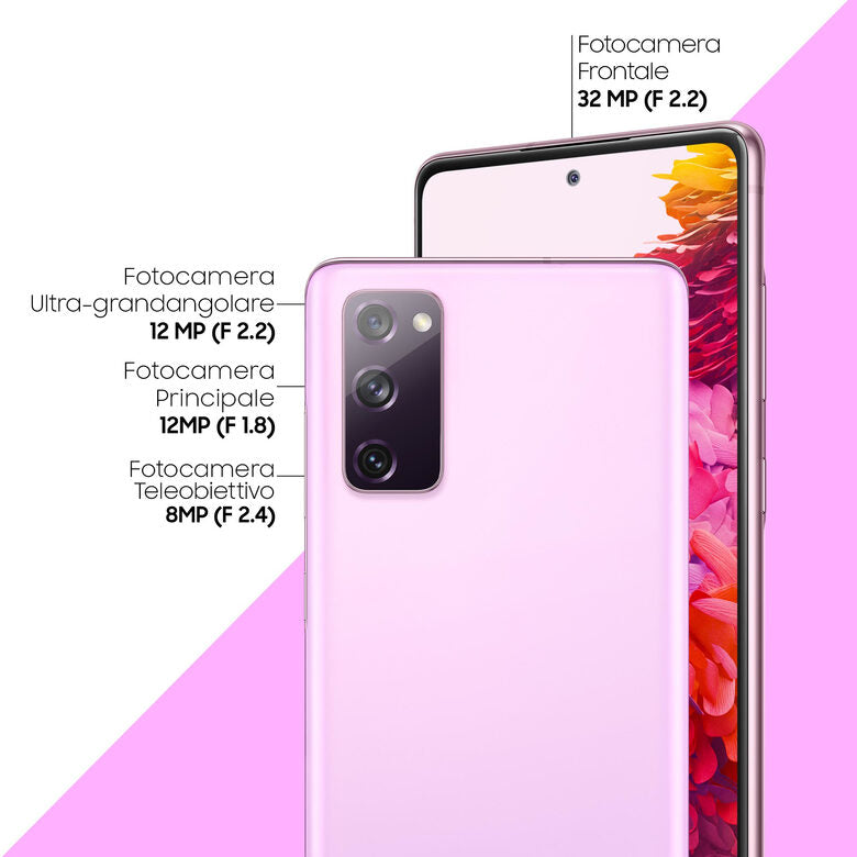 Samsung Galaxy S20 FE 4G, Processore Snapdragon 865, Display 6.5" Super AMOLED, 3 fotocamere posteriori, 128 GB Espandibili, RAM 6GB, Batteria 4.500mAh, Hybrid SIM, Cloud Lavender