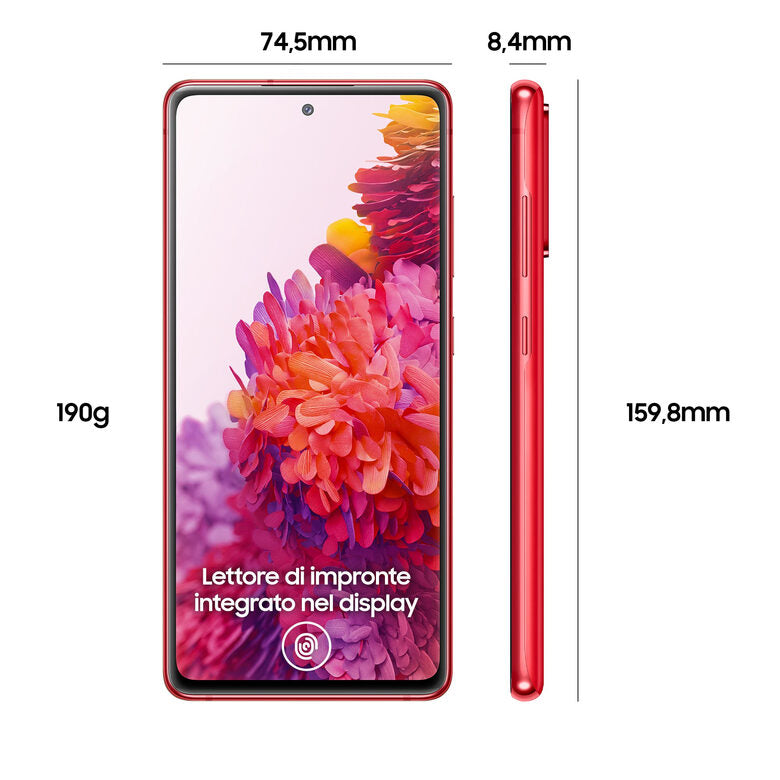 Samsung Galaxy S20 FE 4G, Processore Snapdragon 865, Display 6.5" Super AMOLED, 3 fotocamere posteriori, 128 GB Espandibili, RAM 6GB, , Batteria 4.500mAh, Hybrid SIM, Cloud Red