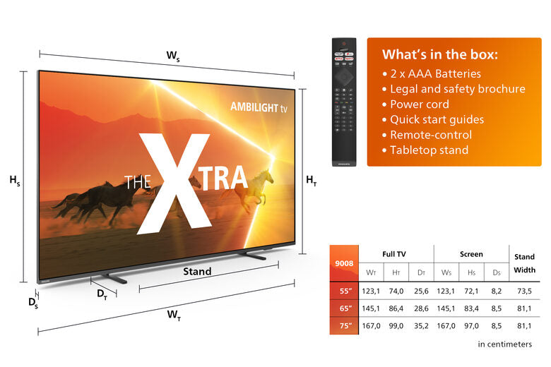 Philips Ambilight TV The Xtra 9008 55“ 4K UHD Dolby Vision e Dolby Atmos Google TV