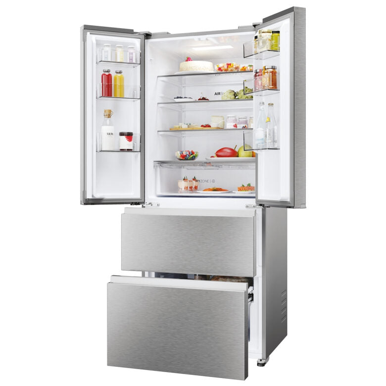 Haier HFR3718ENMM FD 70 Serie 3 Frigorifero Combinato A Libera Installazione, No Frost, Display, Classe E, Acciaio Inox