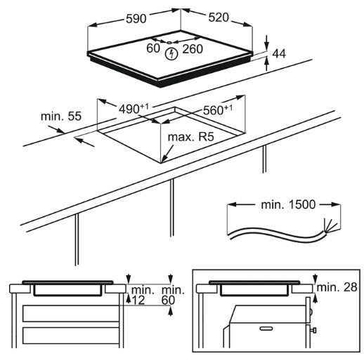 Electrolux LIL61443C Nero Da incasso 59 cm Piano cottura a induzione 4 Fornello(i)