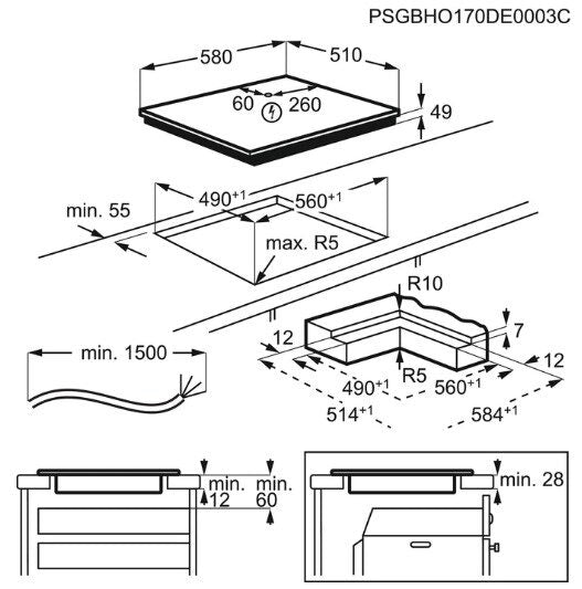 AEG IKS64453IB Nero Da incasso 58 cm Piano cottura a induzione 4 Fornello(i)