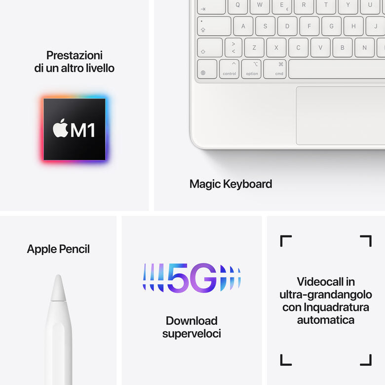 Apple iPad Pro 11" con Chip M1 (terza gen.) Wi-Fi + Cellular 256GB - Argento