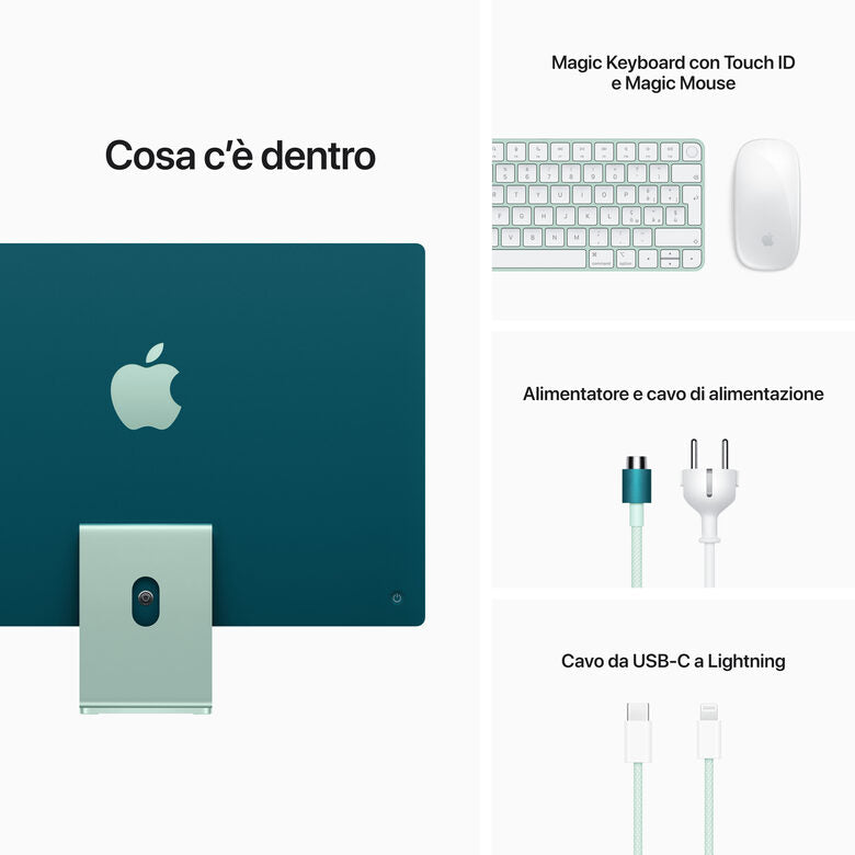 Apple iMac 24" con display Retina 4.5K (Chip M1 con GPU 8-core, 256GB SSD) - Verde (2021)