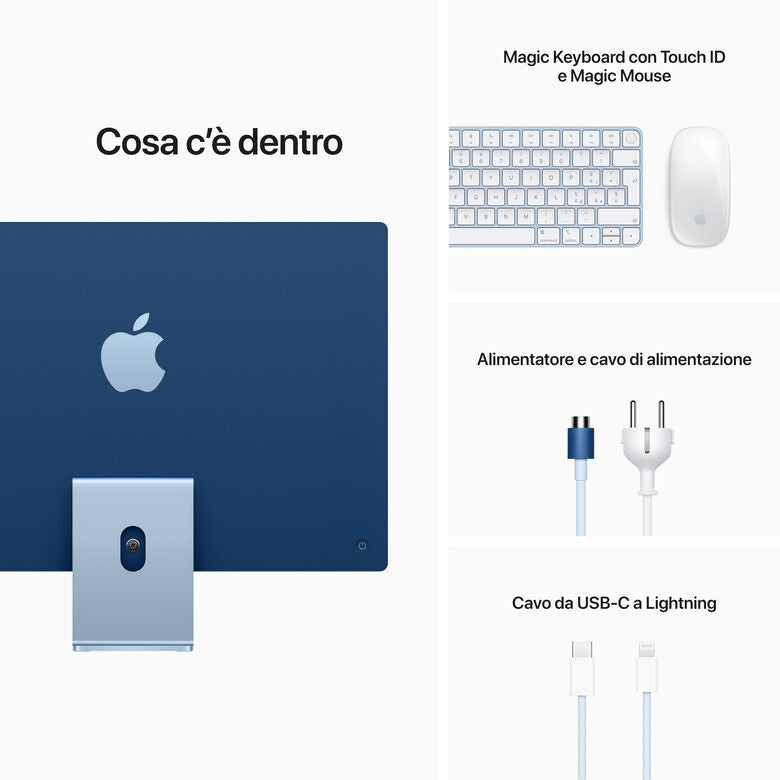 Apple iMac 24" con display Retina 4.5K (Chip M1 con GPU 8-core, 256GB SSD) - Blu (2021)