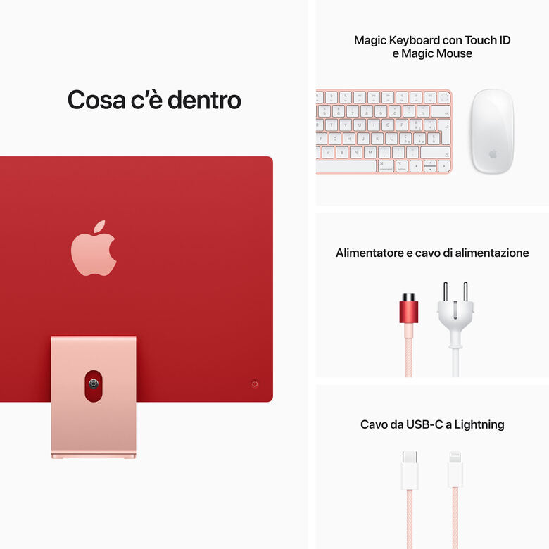 Apple iMac 24" con display Retina 4.5K (Chip M1 con GPU 8-core, 256GB SSD) - Rosa (2021)