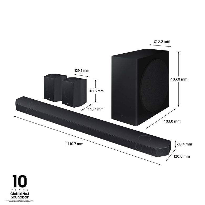 Samsung Soundbar HW-Q930D/ZF Serie Q, 17 Speaker, Wireless Dolby Atmos, Audio a 9.1.4 Canali, Q-Simphony, Alexa integrato e compatibile con Google Assistant, Titan Black