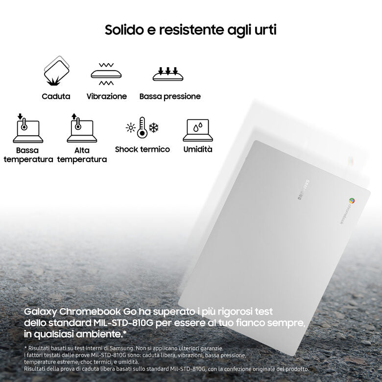 Samsung Galaxy Chromebook Go Intel® Celeron® N N4500 35,6 cm (14") HD 4 GB LPDDR4x-SDRAM 64 GB eMMC Wi-Fi 6 (802.11ax) ChromeOS Argento