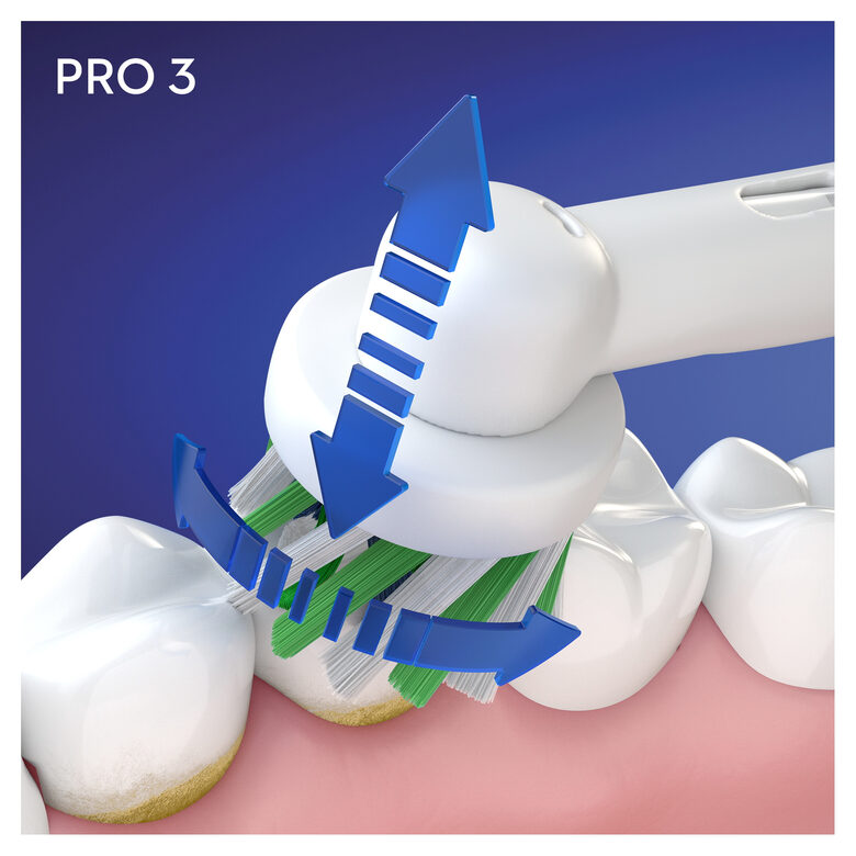 Oral-B Pro 3 Spazzolino Elettrico Ricaricabile - 3700 Blu, 1 Spazzolino Con Sensore Di Pressione Dello Spazzolamento Visibile, 2 Testine Di Ricambio