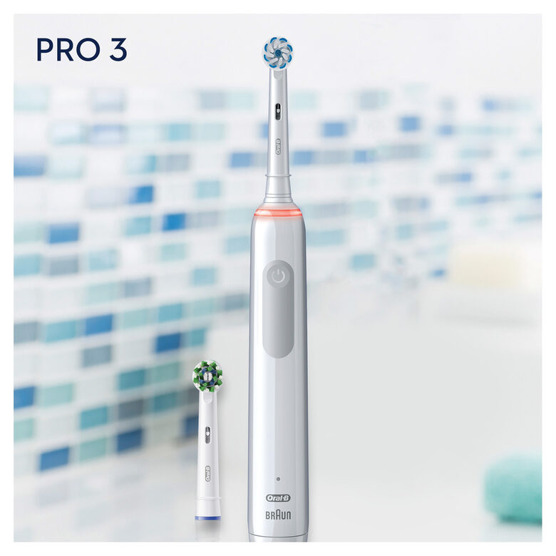 Oral-B Pro 3 Spazzolino Elettrico Ricaricabile - 3700 Bianco. 1 Spazzolino + 2 Testine