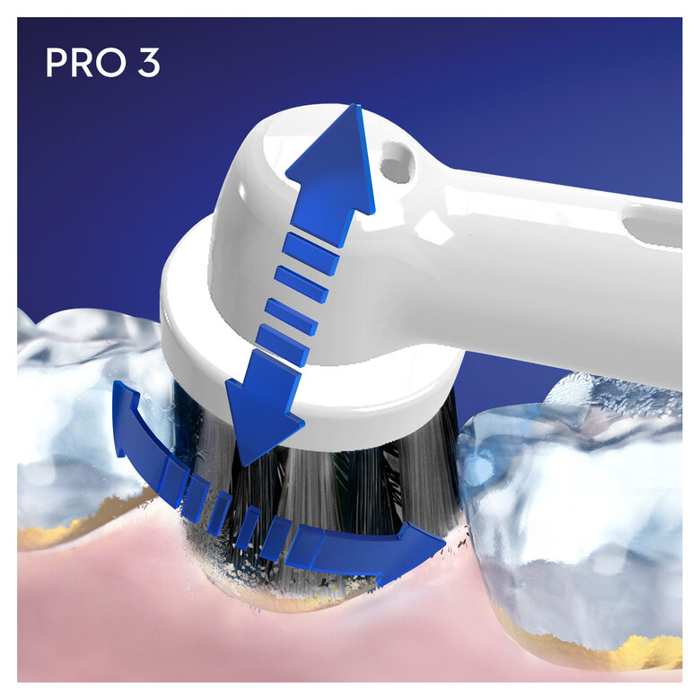 Oral-B Pro 3 Spazzolino Elettrico Ricaricabile - 3000 Nero. 1 Spazzolino + 1 Testina con setole al Carbone