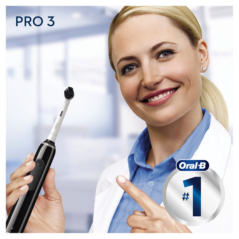 Oral-B Pro 3 Spazzolino Elettrico Ricaricabile - 3000 Nero. 1 Spazzolino + 1 Testina con setole al Carbone