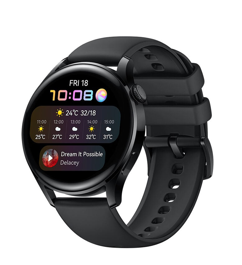Huawei WATCH 3 L11E, Black, cinturino in fluoroelastomero nero