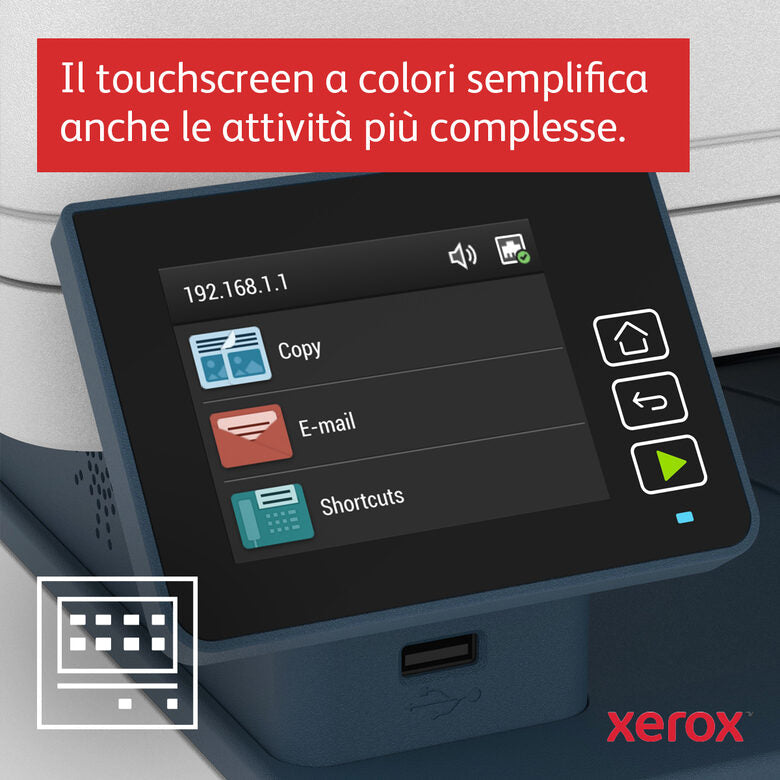 Xerox B235 A4 34 ppm Copia/Stampa/Scansione/Fax fronte/retro wireless PS3 PCL5e/6 ADF 2 vassoi Totale 251 fogli
