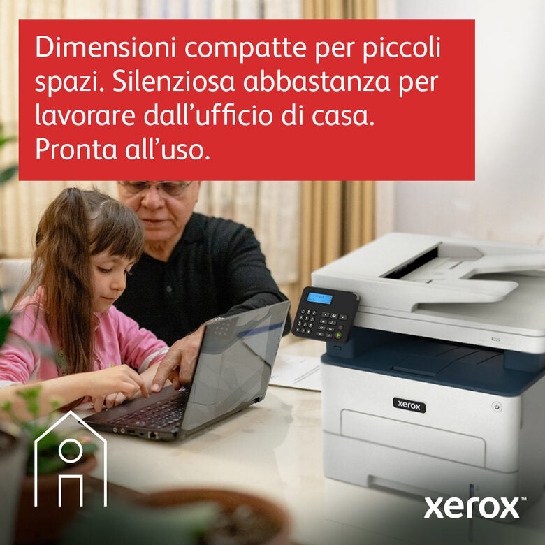 Xerox B225 A4 34 ppm Copia/Stampa/Scansione wireless con stampa fronte/retro PS3 PCL5e/6 ADF 2 vassoi Totale 251 fogli