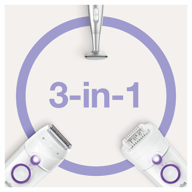 Braun Silk-épil 5 -825 Power Epilatore Donna Primi Utilizzi Delicato Con Filo Senza Interruzioni, Testina Radente, Cappuccio Regolator