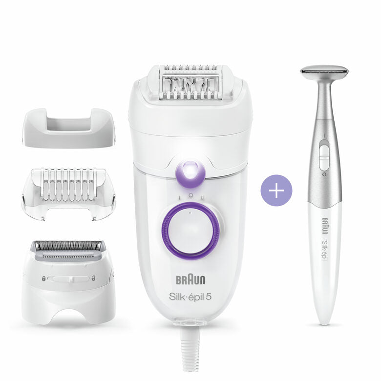 Braun Silk-épil 5 -825 Power Epilatore Donna Primi Utilizzi Delicato Con Filo Senza Interruzioni, Testina Radente, Cappuccio Regolator