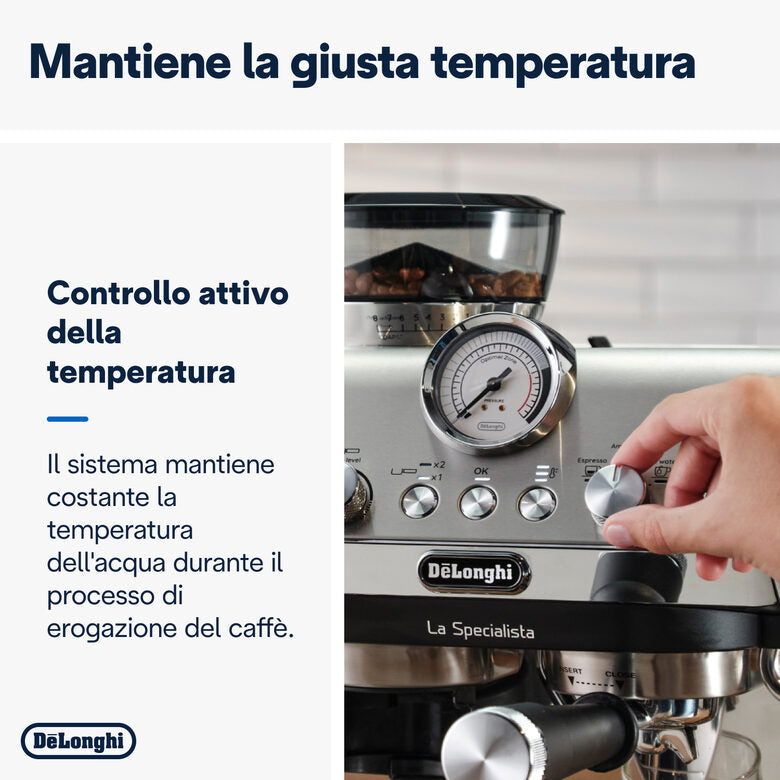 De’Longhi Dedica Arte La Specialista Arte - Macchina per Caffè in chicchi Manuale, Montalatte manuale, 1400W, Metal Black (EC9155.MB)