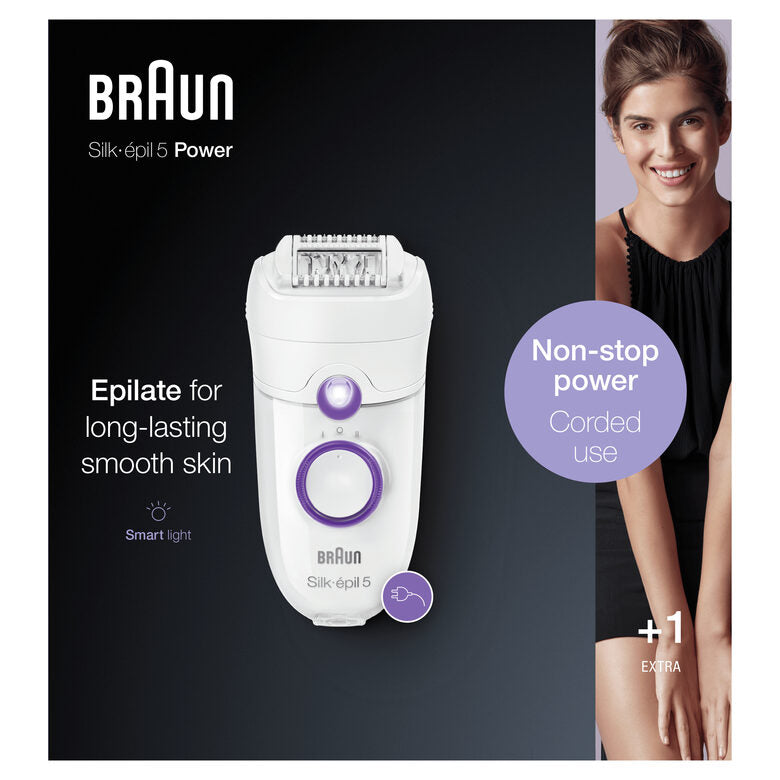 Braun Silk-épil 5 -505 Power Epilatore Donna Per Primi Utilizzi Epilazione Delicata Con Filo Per Un’Alimentazione Senza Interruzioni,