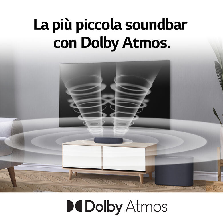 LG Eclair QP5 Soundbar compatta 320W 3.1.2 canali Dolby Atmos DTS:X - Nera