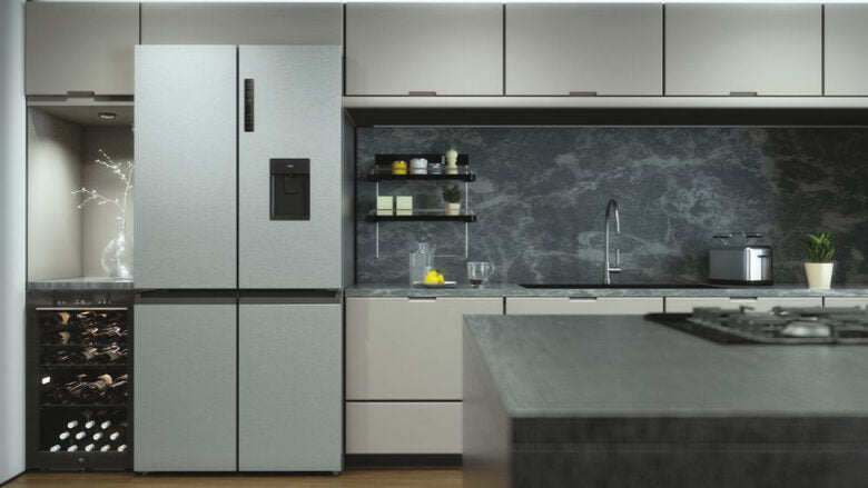 Haier Cube 90 Serie 5 HTF-520IP7 frigorifero side-by-side Libera installazione 525 L F Platino, Stainless steel