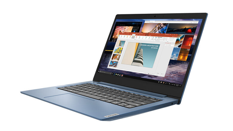 Lenovo IdeaPad Slim 1-14AST-05 Computer portatile 35,6 cm (14") HD AMD A4 4 GB DDR4-SDRAM 64 GB eMMC Wi-Fi 5 (802.11ac) Windows 10 Pro Blu