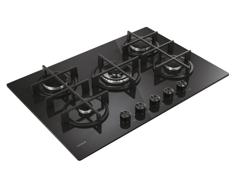 Candy CVG74WTB Piano Cottura Nero Da incasso 75 cm Gas 5 Fornello(i)