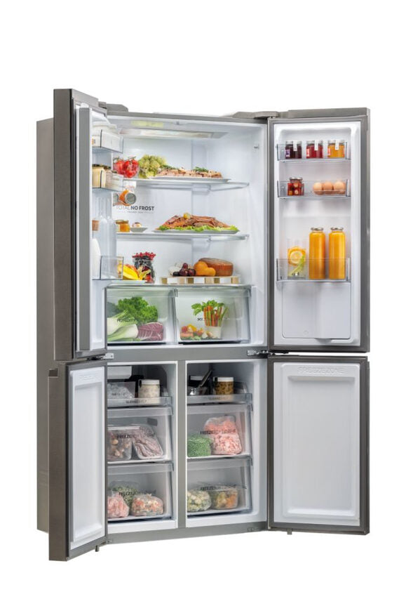 Haier Cube 90 Serie 5 HTF-520IP7 frigorifero side-by-side Libera installazione 525 L F Platino, Stainless steel