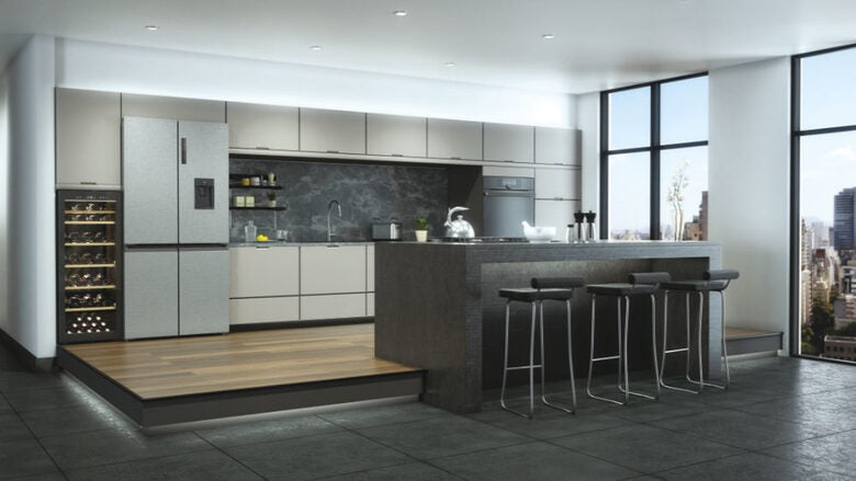 Haier Cube 90 Serie 5 HTF-520IP7 frigorifero side-by-side Libera installazione 525 L F Platino, Stainless steel