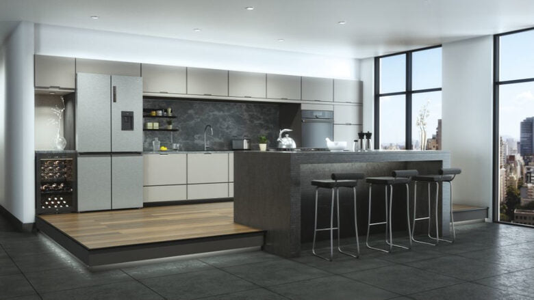 Haier Cube 90 Serie 5 HTF-520IP7 frigorifero side-by-side Libera installazione 525 L F Platino, Stainless steel