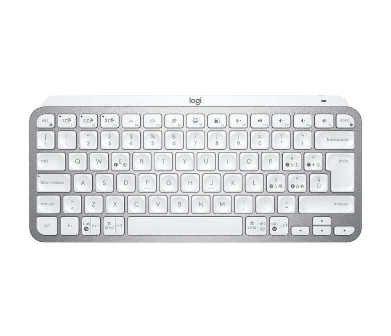 Logitech MX Keys Mini tastiera RF senza fili + Bluetooth QWERTY Italiano Alluminio, Bianco