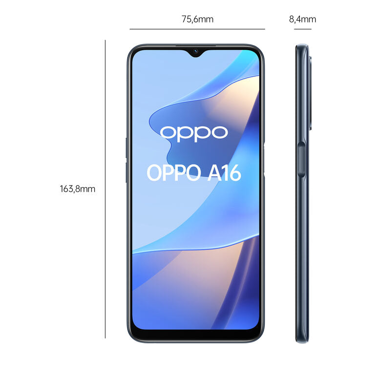 OPPO A16 Smartphone, AI Triple Camera 13+2+2 MP, 6.52” 60HZ Display, 5000mAh, SuperVOOC + Power Saving, RAM 4GB + ROM 64GB expandable, ColorOS11.1, IPX4, [Versione Italiana], Crystal Black