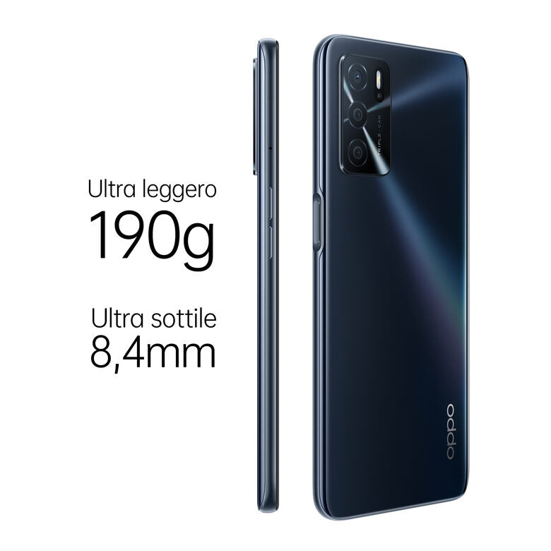 OPPO A16 Smartphone, AI Triple Camera 13+2+2 MP, 6.52” 60HZ Display, 5000mAh, SuperVOOC + Power Saving, RAM 4GB + ROM 64GB expandable, ColorOS11.1, IPX4, [Versione Italiana], Crystal Black