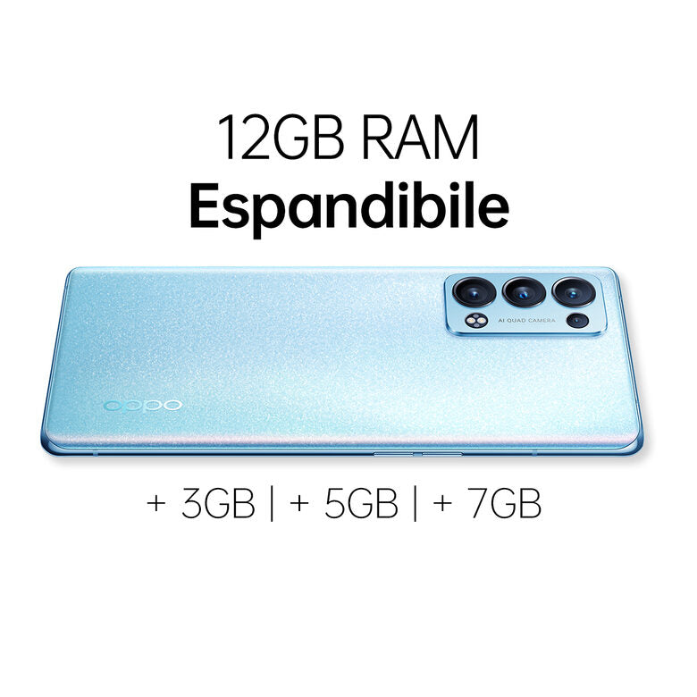 OPPO Reno 6 Pro Smartphone 5G, Qualcomm 870, Display 6.55" FHD+ AMOLED 90Hz, Quadrupla fotocamera 50+16+13+2MP & AI Highlight Video 2.0, RAM 12GB ESPANDIBILE FINO A 19GB+ROM 256GB, 4500mAh &