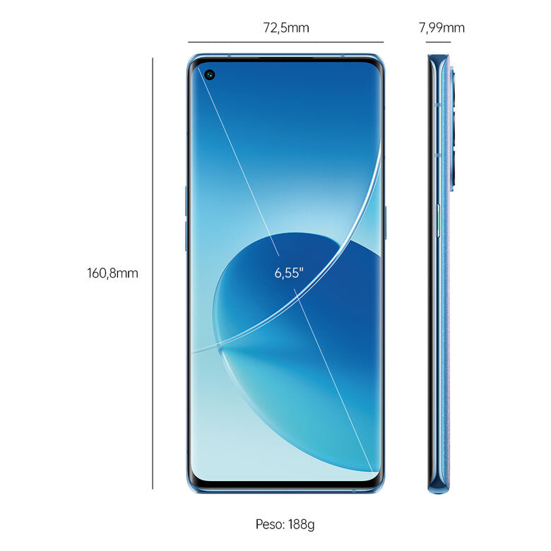 OPPO Reno 6 Pro Smartphone 5G, Qualcomm 870, Display 6.55" FHD+ AMOLED 90Hz, Quadrupla fotocamera 50+16+13+2MP & AI Highlight Video 2.0, RAM 12GB ESPANDIBILE FINO A 19GB+ROM 256GB, 4500mAh &