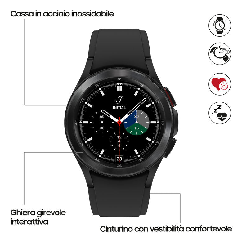 Samsung Galaxy Watch4 Classic Smartwatch Ghiera Interattiva Acciaio Inossidabile 42mm Memoria 16GB Black