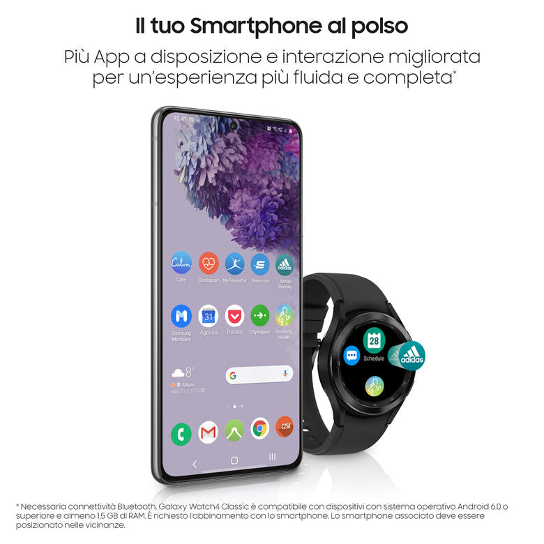 Samsung Galaxy Watch4 Classic Smartwatch Ghiera Interattiva Acciaio Inossidabile 42mm Memoria 16GB Black