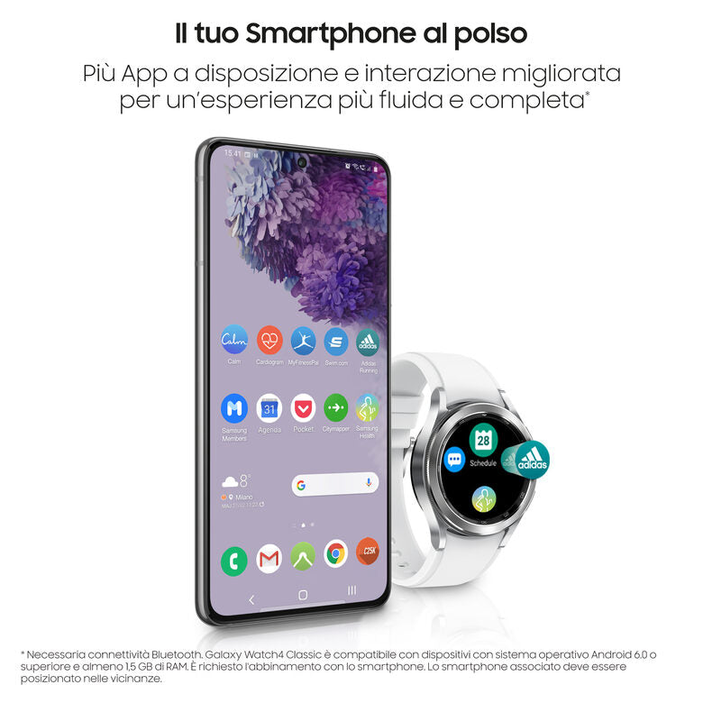 Samsung Galaxy Watch4 Classic Smartwatch Ghiera Interattiva Acciaio Inossidabile 42mm Memoria 16GB Silver