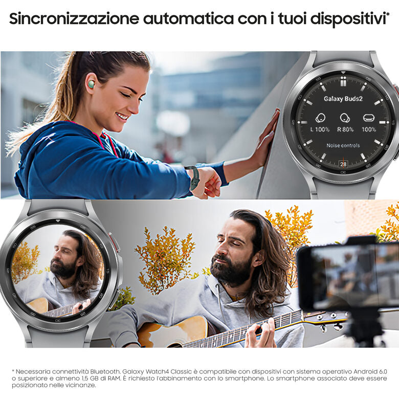 Samsung Galaxy Watch4 Classic Smartwatch Ghiera Interattiva Acciaio Inossidabile 46mm Memoria 16GB Silver