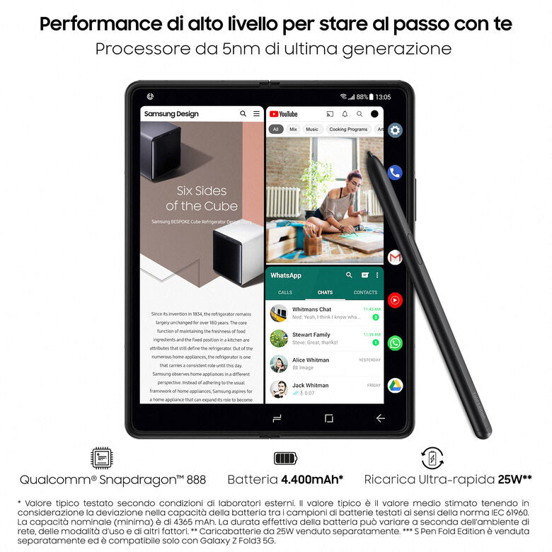 Samsung Galaxy Z Fold3 5G 256GB Phantom Black RAM 12GB Display 6,2"/7,6" Dynamic AMOLED 2X