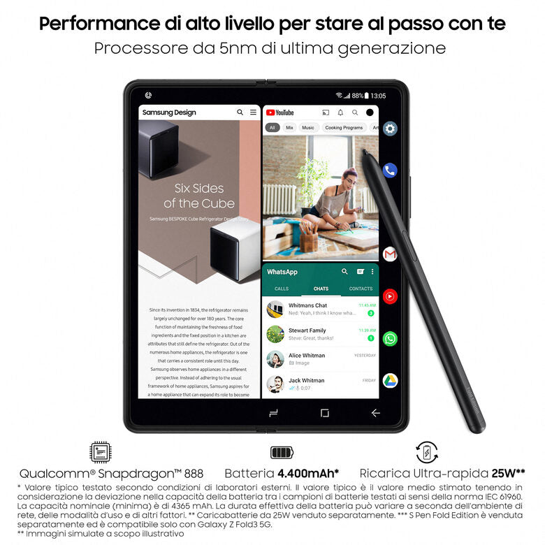 Samsung Galaxy Z Fold3 5G 512GB Phantom Silver RAM 12GB Display 6,2"/7,6" Dynamic AMOLED 2X