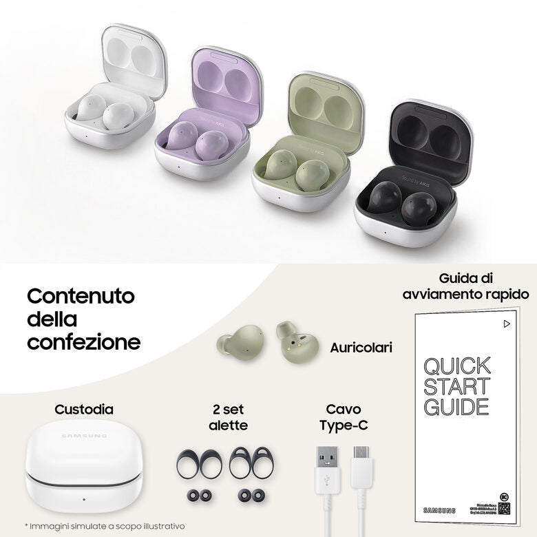 Samsung Galaxy Buds2 Auricolari Bluetooth Olive Batteria 472 mAh
