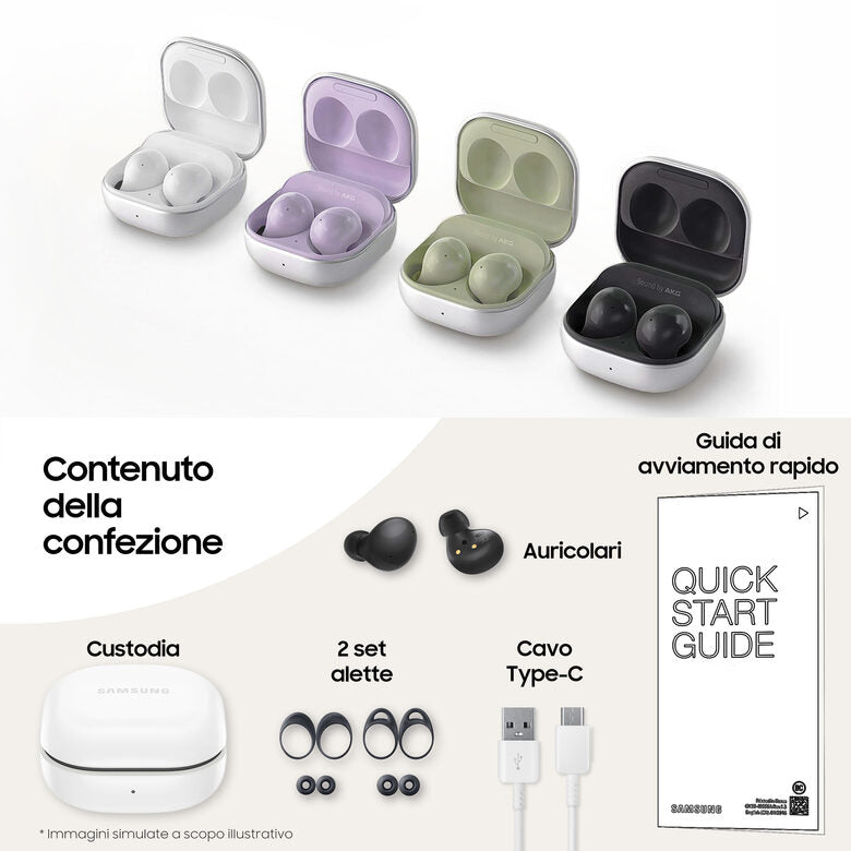 Samsung Galaxy Buds2 Auricolari Bluetooth Graphite Batteria 472 mAh