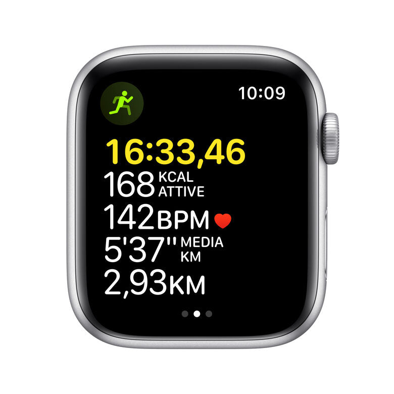 Apple Watch SE GPS, 44mm Cassa in Alluminio color Argento con Cinturino Sport Azzurro