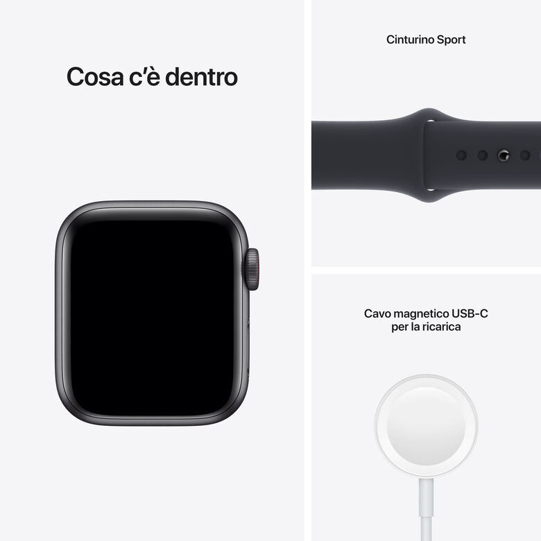 Apple Watch SE GPS + Cellular, 40mm Cassa in Alluminio Grigio scuro con Cinturino Sport Mezzanotte