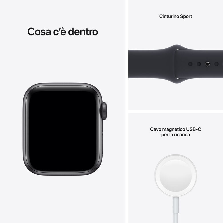 Apple Watch SE GPS, 40mm Cassa in Alluminio Grigio Scuro con Cinturino Sport Mezzanotte